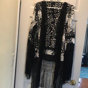 Silk Kimono style jacket with silk fringe!